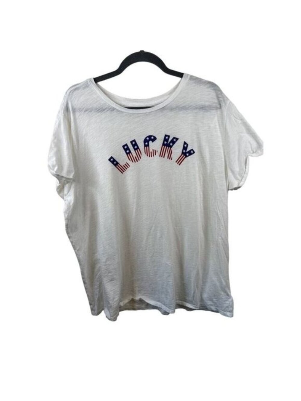 Lucky Brand Womens T-shirt w/Lucky Branded in Fourth of July Colors Size 1X